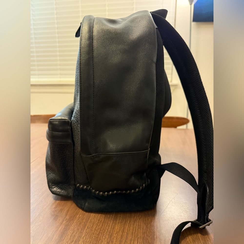 Coach Black and Gray Striped Leather Backpack - Picture 5 of 12